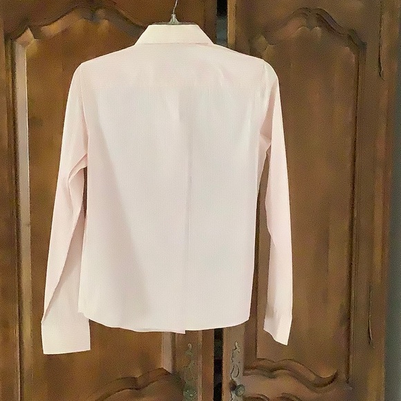 Theory cotton, nylon and spandex blouse pink with pin stripes dry clean only. - Picture 2 of 3